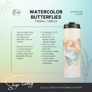 Bouteilles Isothermes Gobelet Thermique Papillons Aquarelle