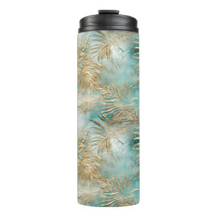 Bouteilles Isothermes Gold Aqua White Feuilles tropicaux