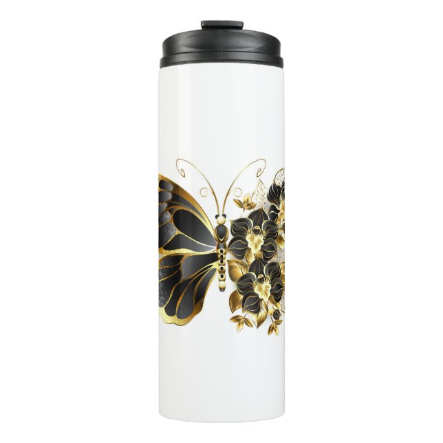 Bouteilles Isothermes Gold flower Butterfly with Black Orchid (Devant)