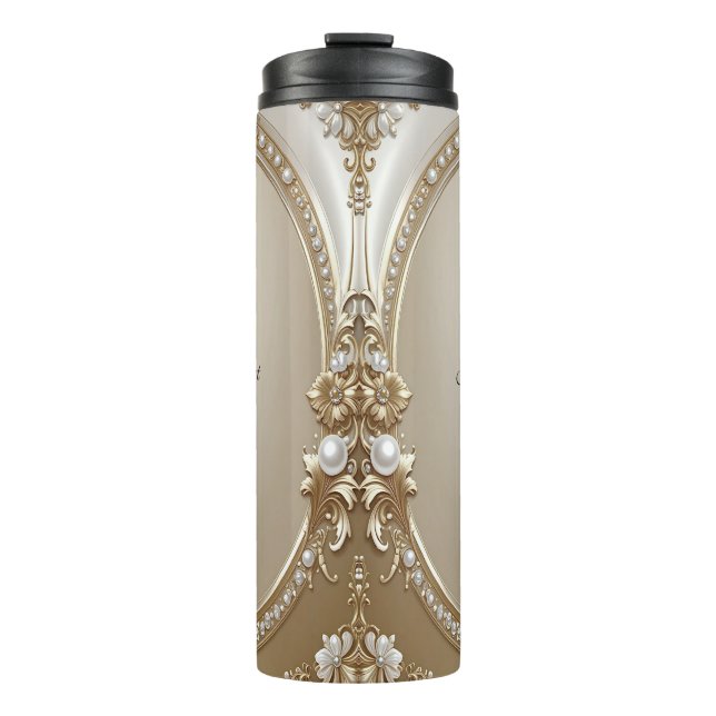 Bouteilles Isothermes Golden Ornate Frame with Pearls Thermal Tumbler (Devant)