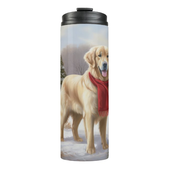 Bouteilles Isothermes Golden Retriever Dog in Snow Christmas (Devant)