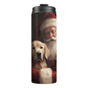 Bouteilles Isothermes Golden Retriever with Santa Clause Christmas