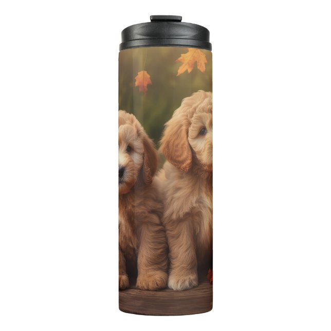 Bouteilles Isothermes Goldendoodle Chiot Automne Citrouille délice (Devant)