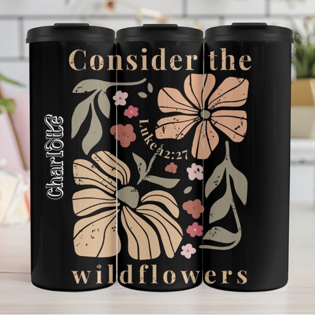 Bouteilles Isothermes Graphique Fleur sauvage Boho en état de détresse (Créateur téléchargé)