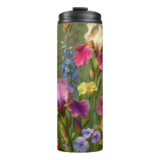 Bouteilles Isothermes Green Floral Pattern Travel Tumbler Cup 