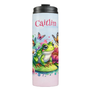 Bouteilles Isothermes Grenouille, fleurs et papillons personnalisés