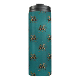 Bouteilles Isothermes Griffon héraldique turquoise et or