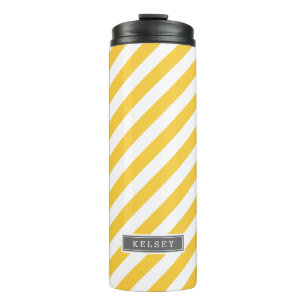 Bouteilles Isothermes Gris et Jaune de preppy raypes Monogramme