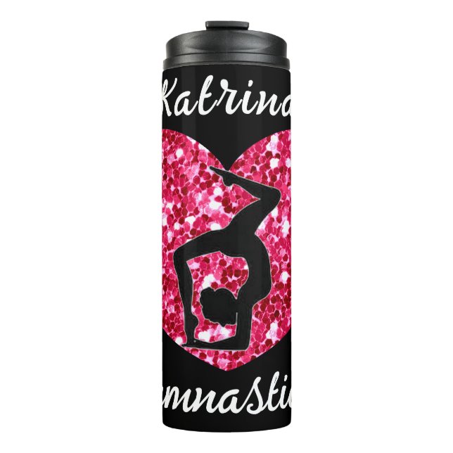 Bouteilles Isothermes Gymnastique noir et rose chaud Personnalisé (Devant)