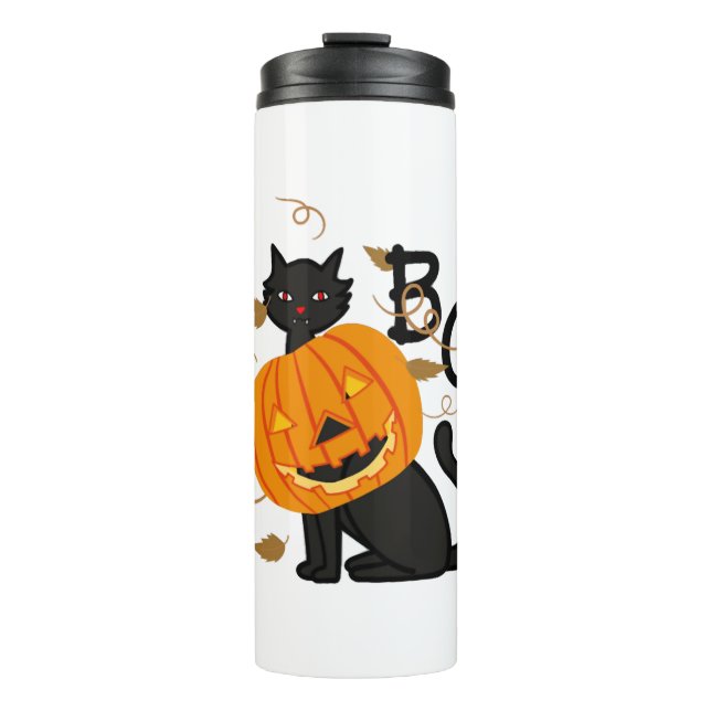Bouteilles Isothermes Halloween chat noir Boo (Devant)