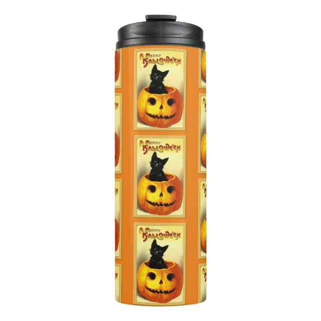 Bouteilles Isothermes Halloween Chat noir Tumbler thermique (Devant)