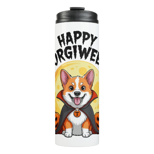 Bouteilles Isothermes Halloween Corgiween, Chien de Corgi Éffrayant (Devant)