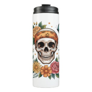 Bouteilles Isothermes Halloween floral crâne Éffrayant