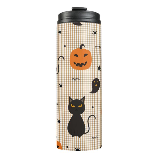 Bouteilles Isothermes Halloween sans couture motif avec chat noir et gho (Devant)