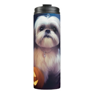 Bouteilles Isothermes Halloween Shih Tzu Avec La Peur Citrouille