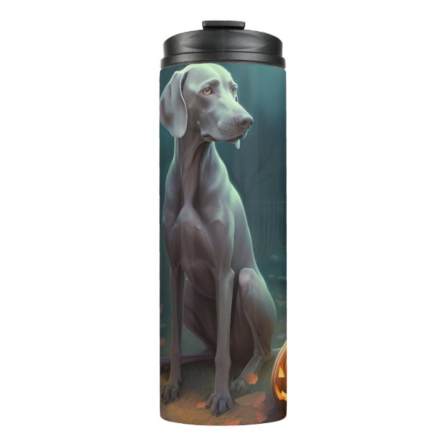 Bouteilles Isothermes Halloween Weimaraner avec la peur Citrouille (Devant)