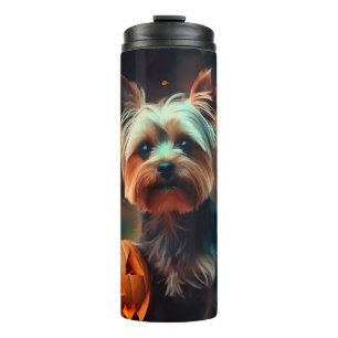 Bouteilles Isothermes Halloween Yorkshire Terrier Avec La Peur Citrouill