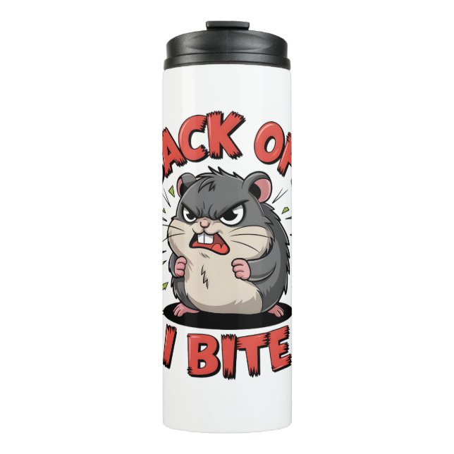 Bouteilles Isothermes Hamster Grumpy "Recule, je mord" Funky Sarcastique (Devant)