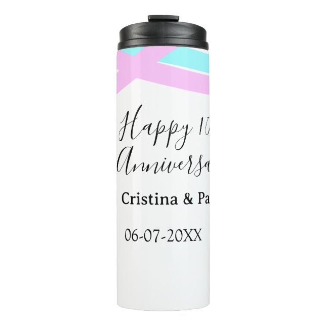 Bouteilles Isothermes Happy 10th anniversary simple minimal wedding name (Devant)