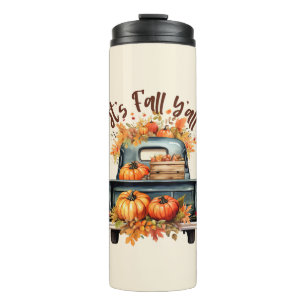 Bouteilles Isothermes Happy Fall Y'all - Camion rustique avec Citrouille