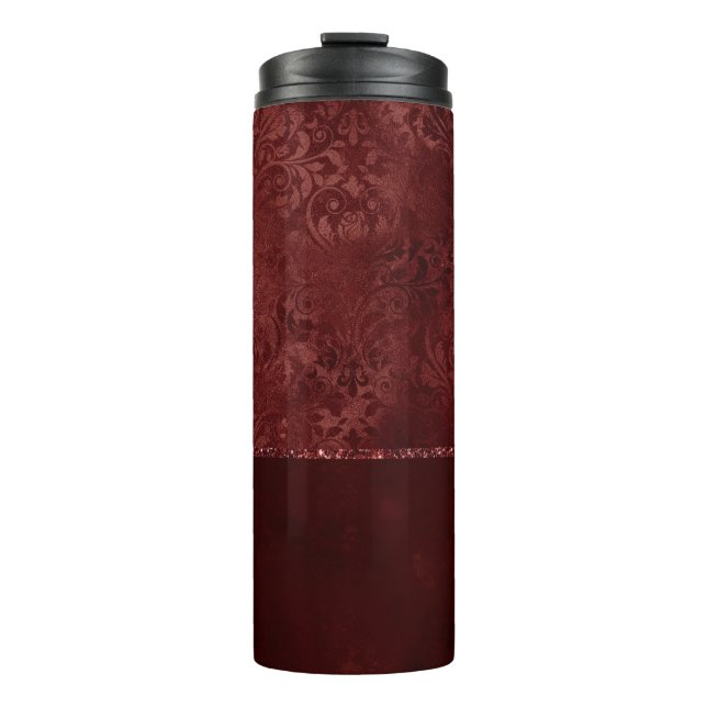 Bouteilles Isothermes Henné Romance | Red Satiny Grunge Damask (Devant)