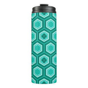 Bouteilles Isothermes Hexagonal Kimono Print, Turquoise et Aqua