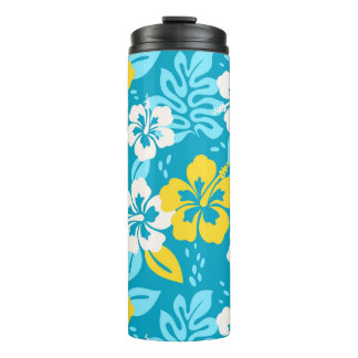 Bouteilles Isothermes Hibiscus hawaïen bleu motif floral