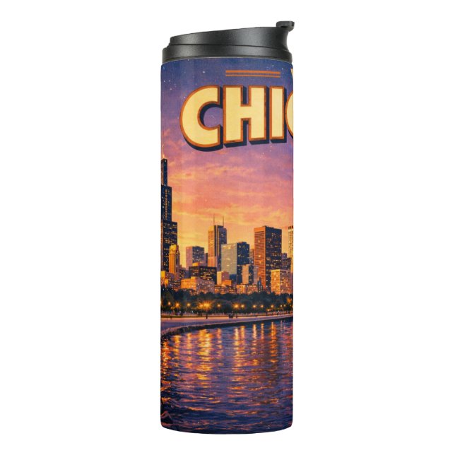 Bouteilles Isothermes Horizon de Chicago et lac Michigan au crépuscule (Tourné sur la gauche)