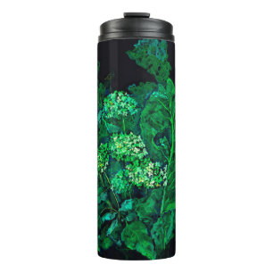 Bouteilles Isothermes Hydrangea et Horseradish Floral Art noir et vert