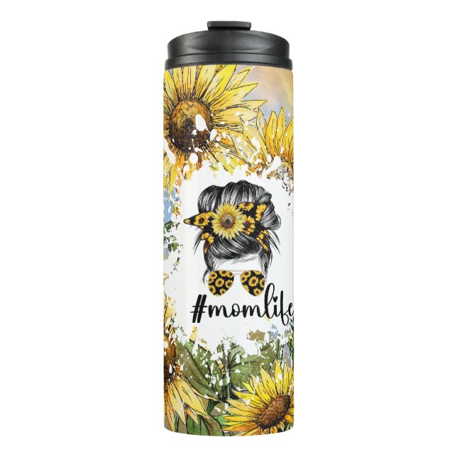 Bouteilles Isothermes Illustration artistique des tournesols avec #Momli (Devant)