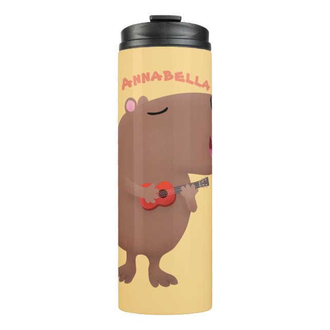 Bouteilles Isothermes Illustration de dessin animé de capybara ukulele (Devant)