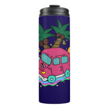 Illustration of a car, bees, and butterflies.