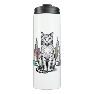 Bouteilles Isothermes Illustration vectorielle de la ville du chat cyber