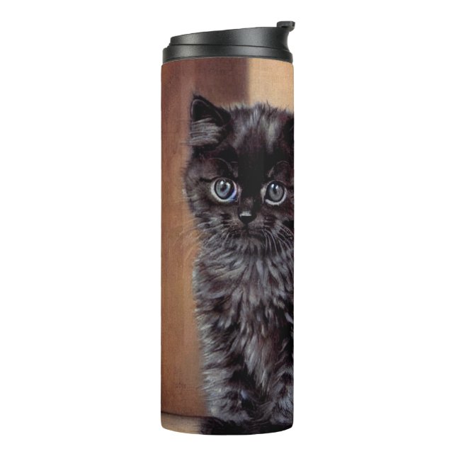 Bouteilles Isothermes Illustration vintage Halloween Black Kitten (Tourné sur la gauche)
