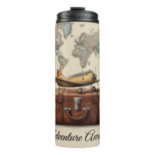 Bouteilles Isothermes Illustration Vintage voyage avec plan