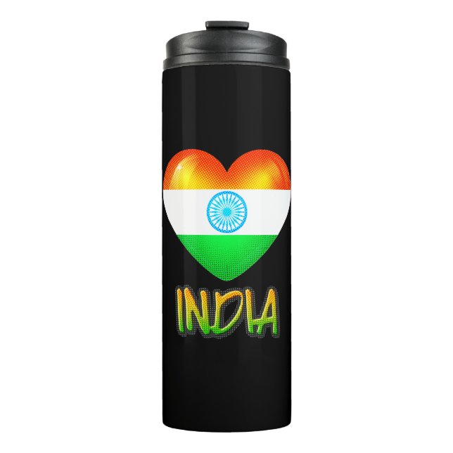 Bouteilles Isothermes Inde Drapeau Coeur coupé (Devant)