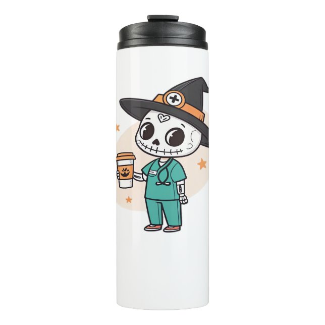 Bouteilles Isothermes Infirmière d'Halloween avec café portant des sorci (Devant)