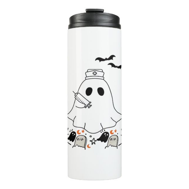 Bouteilles Isothermes Infirmière Ghost mignonne Halloween Design T-shirt (Devant)