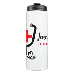 Bouteilles Isothermes Infirmière médecin rouge plus stéthoscope ajouter