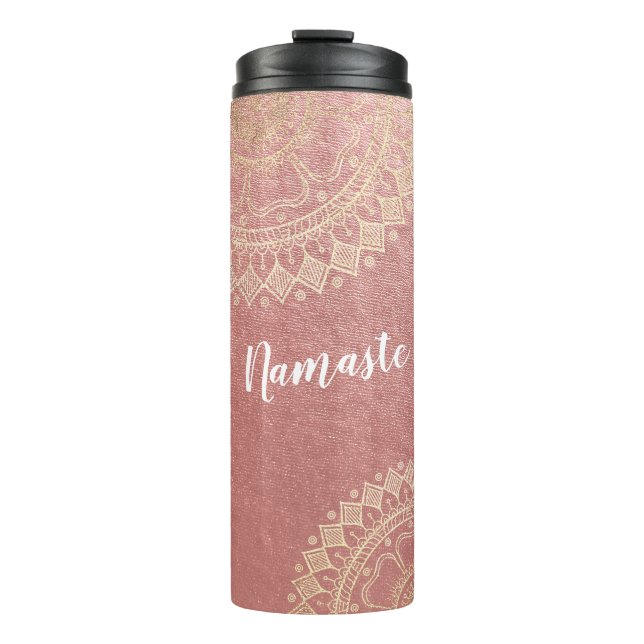 Bouteilles Isothermes Instructeur de méditation Yoga Pink Gold Foil Mand (Devant)