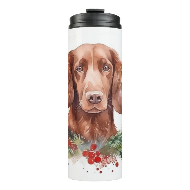 Bouteilles Isothermes Irlandais Red Setter Festive Wreath Pup (Devant)