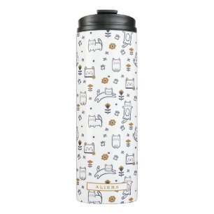 Bouteilles Isothermes J'adore les chats Cute Little Kitty Cat & Floral P