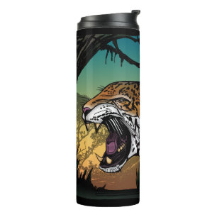 Bouteilles Isothermes Jaguar rugissant férocement - Art de la jungle - T
