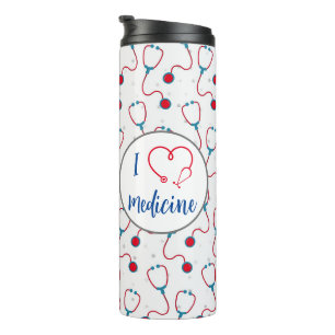 Bouteilles Isothermes "J'aime la médecine" stethoscope médecin cadeau