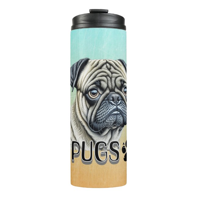 Bouteilles Isothermes J'aime les Carlins | Propriétaires de chiens migno (Devant)