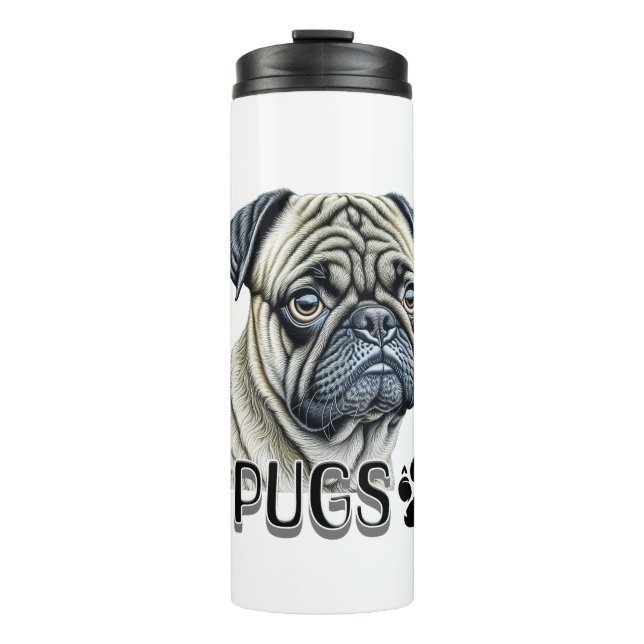 Bouteilles Isothermes J'aime les Carlins | Propriétaires de chiens migno (Devant)