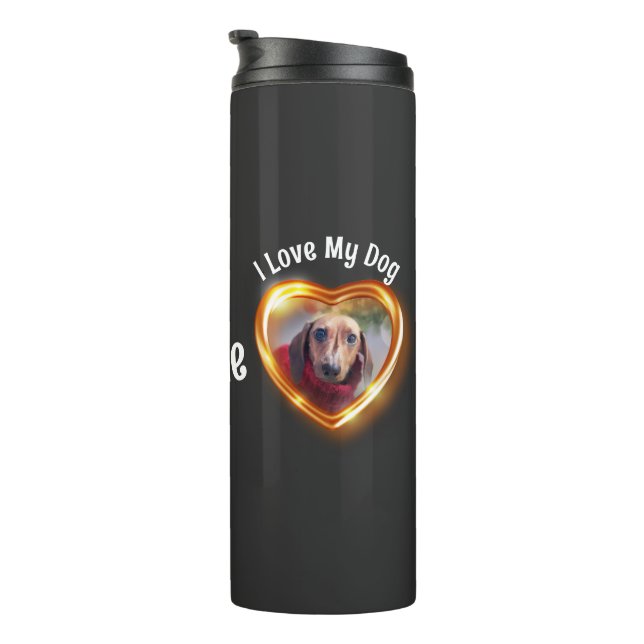 Bouteilles Isothermes J'Aime Mon Chien Animateur Coeur Qui Brille (Tourné sur la droite)