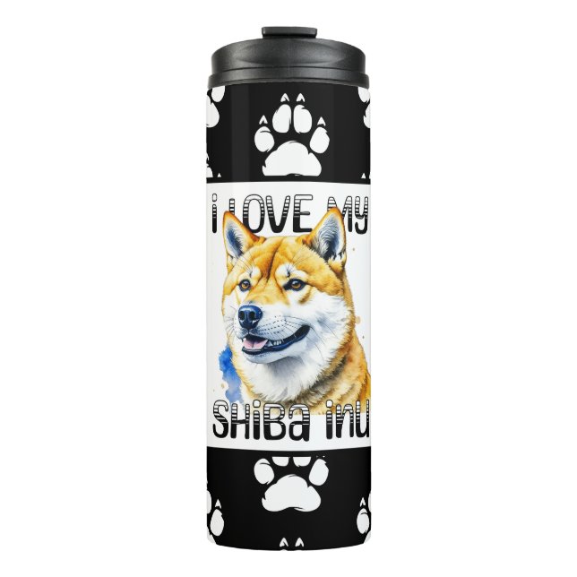 Bouteilles Isothermes J'Aime Mon Shiba Inu | Propriétaire de chien (Devant)
