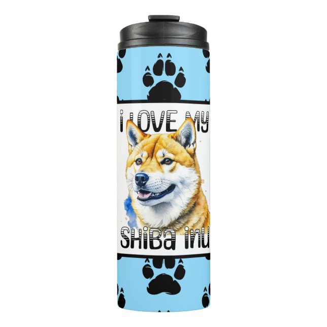 Bouteilles Isothermes J'Aime Mon Shiba Inu | Propriétaire de chien (Devant)