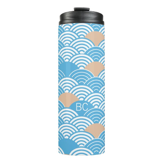 Bouteilles Isothermes Japanese Waves Pattern Light Blue Beige Monograms (Devant)